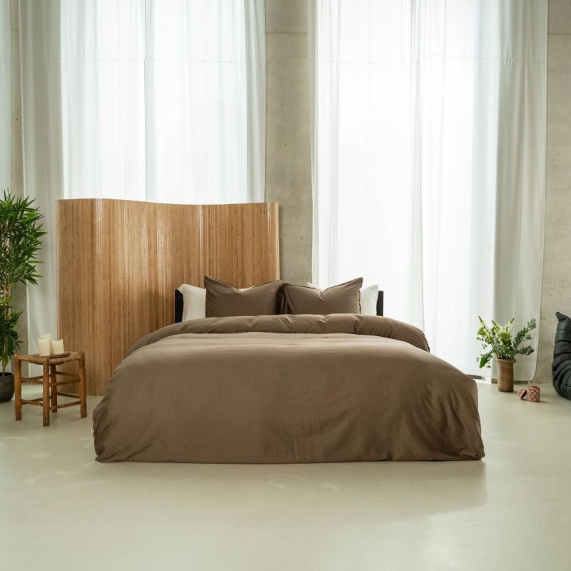 Kayori Bettbezug Edo Baumwollsatin - Khaki