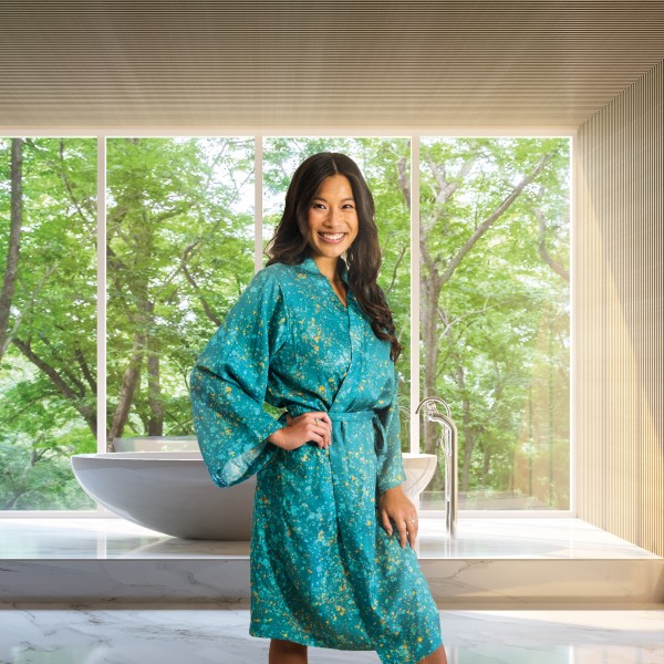 Kayori Shinjo Türkis Kimono Tencel