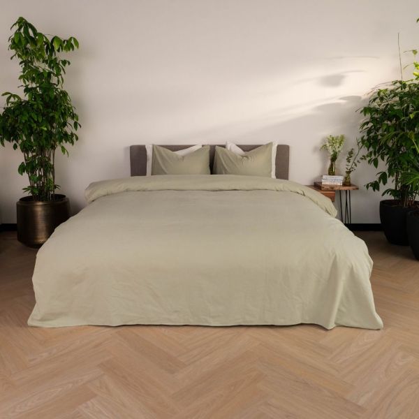 Kayori dekbedovertrek Kiyu Velvet Flanel - Saliegroen