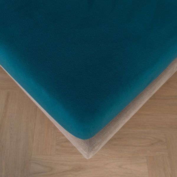 Kayori Topper-Spannbetttuch Kiyu Velvet Flanell – Petrol