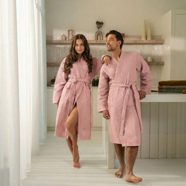 Kayori Geisha Bademantel Waffel Extra lang - Rosa
