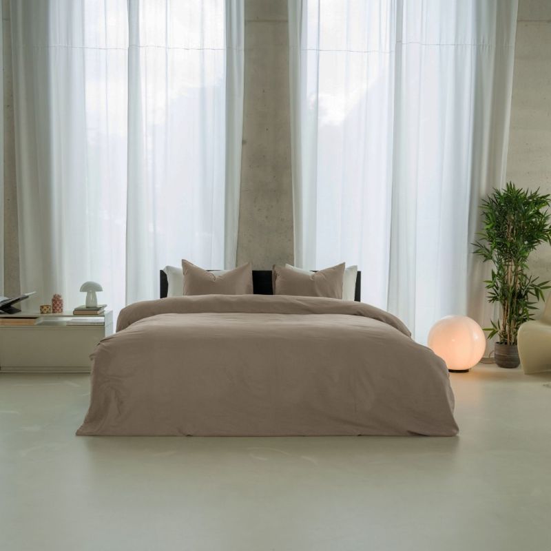 Kayori Emma - DBO - Katoensatijn - 140/200-220 - Taupe