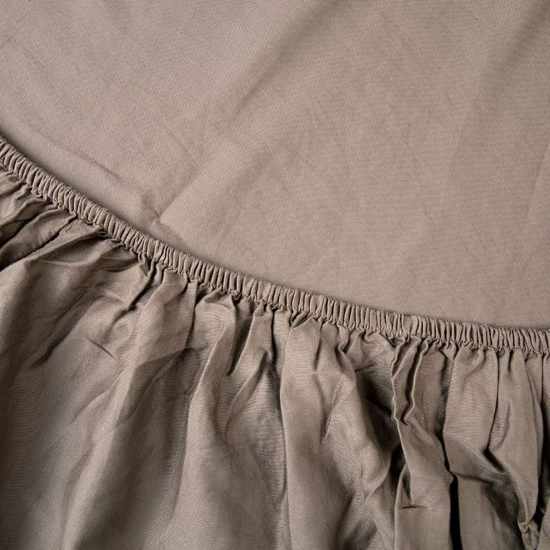 Kayori Edo Spannbetttuch Baumwollsatin - Khaki