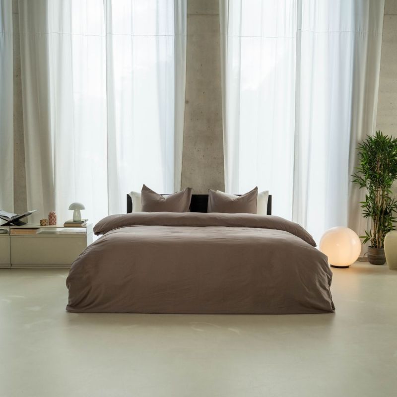 Kayori Bettbezug Saya Baumwollsatin - Taupe